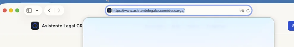 Barra de URL de Safari mostrando la dirección de descarga